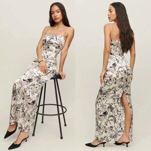 Reformation Frankie Silk Dress in Vogue Print – Size 4